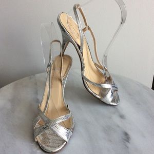 KATE SPADE NEW YORK SILVER HEELS SIZE 8B